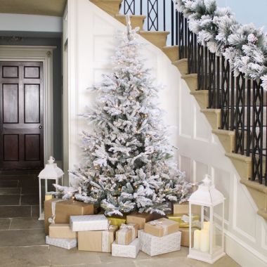 7ft Pre-Lit Snowy Grandis Fir Artificial Christmas Tree