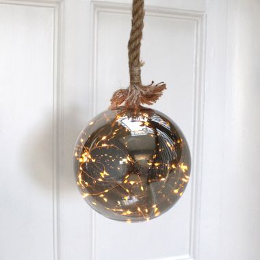 Lumineo Glass Ball Rope Light,  Amber / Warm White- 25cm 
