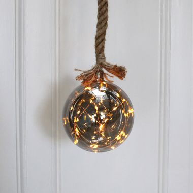 Lumineo Glass Ball Rope Light, Amber / Warm White -14cm 