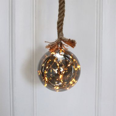 Lumineo Glass Ball Rope Light, Amber / Warm White - 20cm 