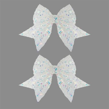 2 Unicorn Iridescent Glitter Bows - 13cm