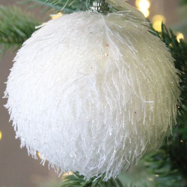White Fluffy Glitter Snowball - 10cm
