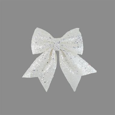 White Frosted Bow - 24cm