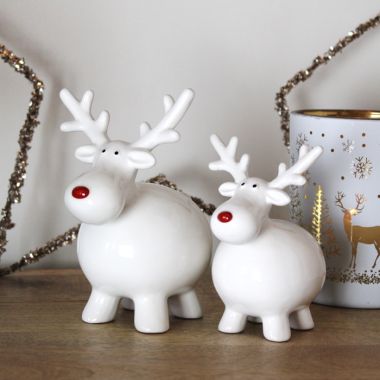 Round Red Nose Reindeer Christmas Decoration - 12cm