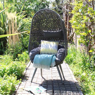 Palermo Wicker Single Standing Egg Chair – Light Grey