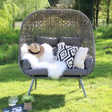 Palermo Wicker Double Standing Egg Chair – Light Grey