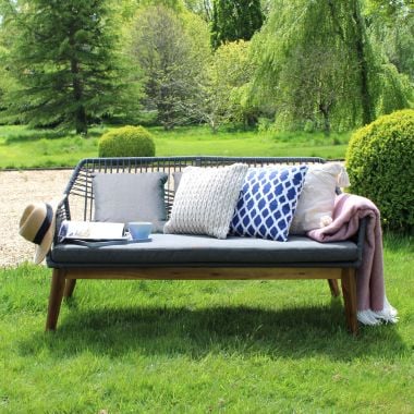 Seville 3 Seater Rope Bench – Grey