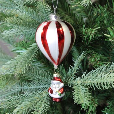 Glass Santa in Balloon Bauble - 15cm