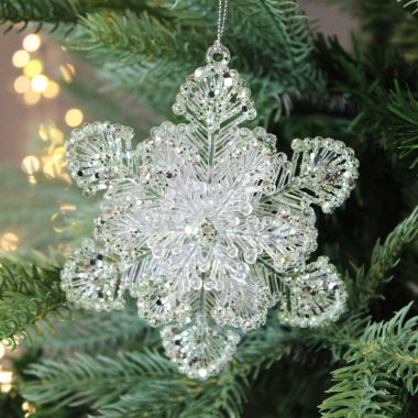 Pale Green Iridescent Snowflake Decoration - 13cm