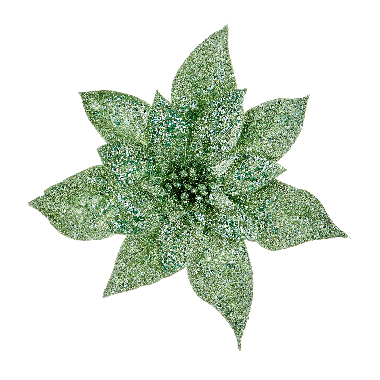 Green Glitter Clip-On Poinsettia Decoration - 22cm