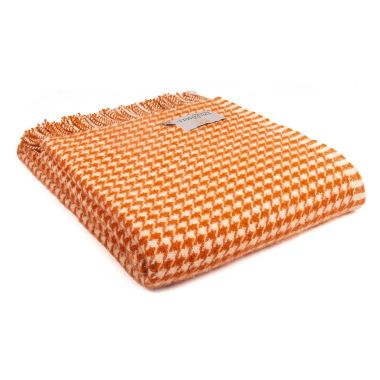 Tweedmill Hound's Tooth Blanket, Pumpkin - 150cm x 183cm