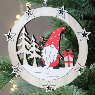 Gonk & Wreath Hanging Christmas Decoration - 12cm