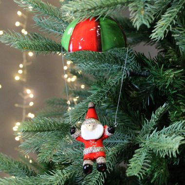 Parachuting Santa Hanging Christmas Decoration - 21cm