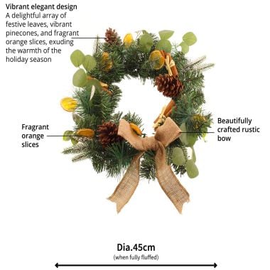 Orange Slice Pine Christmas Wreath - 45cm