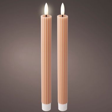 Flickering LED Dinner Candles, 24.5cm - Light Pink