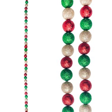 Red, Green and Champagne Ball Christmas Garland - 1.8m 