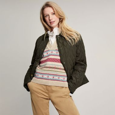 Joules Women's Arlington Cropped Quilted Jacket - Heritage Green 