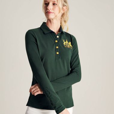 Joules Women's Ashley Long Sleeve Polo Top - Green