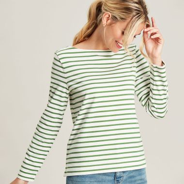 Joules Women's Brancaster Top - Green Stripe