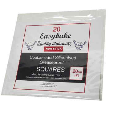 Easybake Siliconised Greaseproof Squares, 20cm – 20 Pack