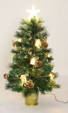 90cm Pre-Lit Fibre Optic Lantern Artificial Christmas Tree