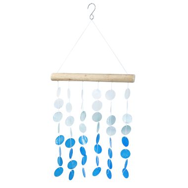 Capiz Shell Wind Chime - Blue and White, 96cm