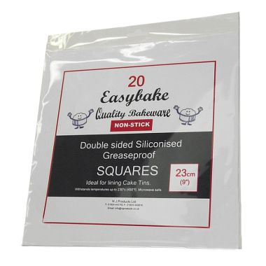 Easybake Siliconised Greaseproof Squares, 23cm – 20 Pack