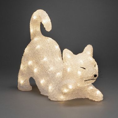 Konstsmide 28cm Acrylic Cat LED Light Figure - Warm White
