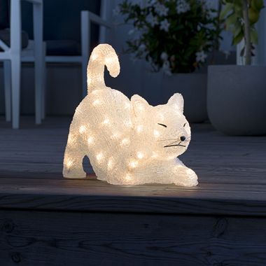 Konstsmide 28cm Acrylic Cat LED Light Figure - Warm White