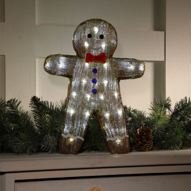 Acrylic Mr Gingerbread LED Christmas Decoration - 40cm