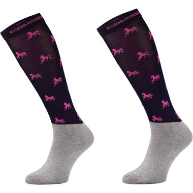 Comodo Women’s Microfibre Novelty Horse Socks – Navy/Purple