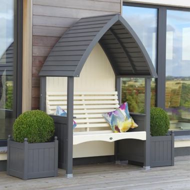 AFK Cottage Painted Arbour - Charcoal & Cream