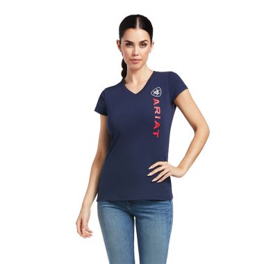 Ariat Women’s Team Vert Logo T-Shirt – Navy 
