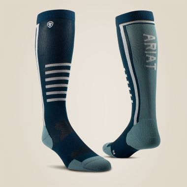 Ariat Women's AriatTek Slimline Performance Socks - Reflecting Pond/Arctic