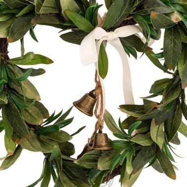 Artificial Heart Shaped Eucalyptus Wreath with Ribbon & Bells