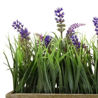 Artificial Lavender & Onion Grass in Rustic Box