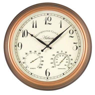 Smart Garden Outside In Astbury Wall Clock and Thermometer, Gold - 15''