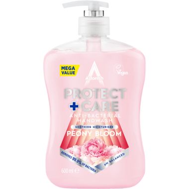 Astonish Protect + Care Anti-bacterial Handwash, 600ml - Peony Bloom