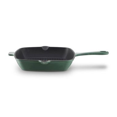 Barbary & Oak Cast Iron Grill Pan, 26cm - Green
