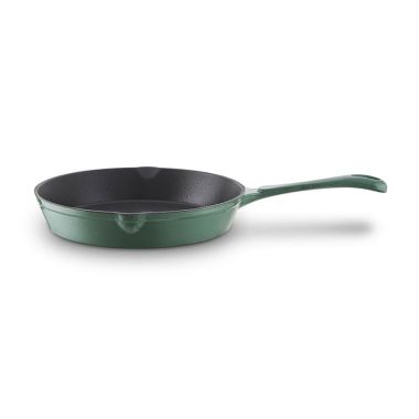 Barbary & Oak Cast Iron Round Frying Pan, 26cm - Green