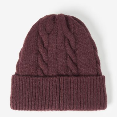 Barbour Meadow Cable Beanie Hat - Black Cherry