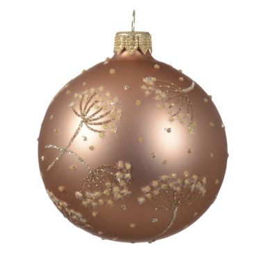 Sparkling Rose Glass Bauble with Hogweed Branch - 8cm