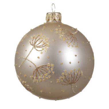 Pearl Glass Bauble with Hogweed Branch - 8cm