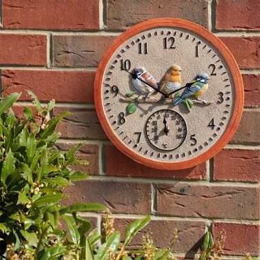 Smart Garden Outside In Birdwood Thermometer & Wall Clock - 12''