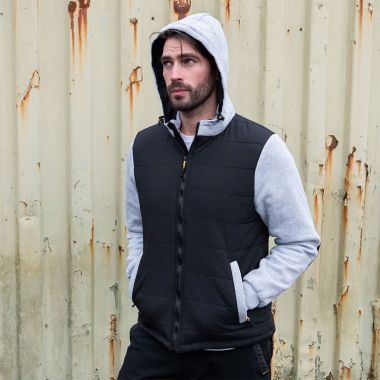 Bisley Workwear Men’s Flex & Move Hooded Puffer Jacket – Black