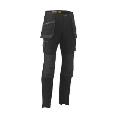 Bisley Workwear Men's Flex & Move Stretch Utility Cargo Trousers with Holster Pockets – Black