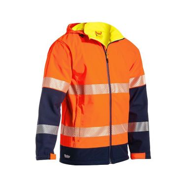 Bisley Workwear Men's Taped Two Tone Hi-Vis Softshell Jacket – Orange