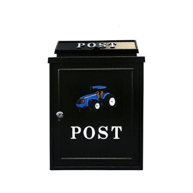 Cast Aluminium Post Box, Black - Blue Tractor