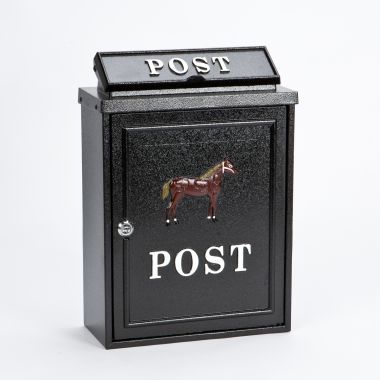 Cast Aluminium Post Box, Black - Horse