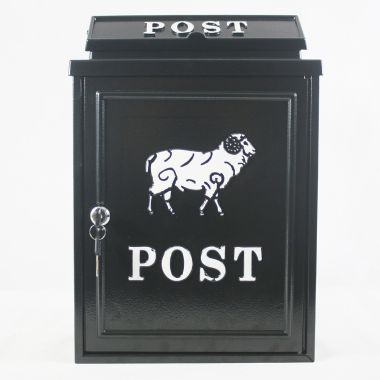 Cast Aluminium Post Box, Black - Sheep